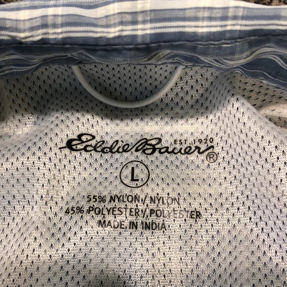Eddie Bauer blue plaid button up shirt - Picture 4 of 8